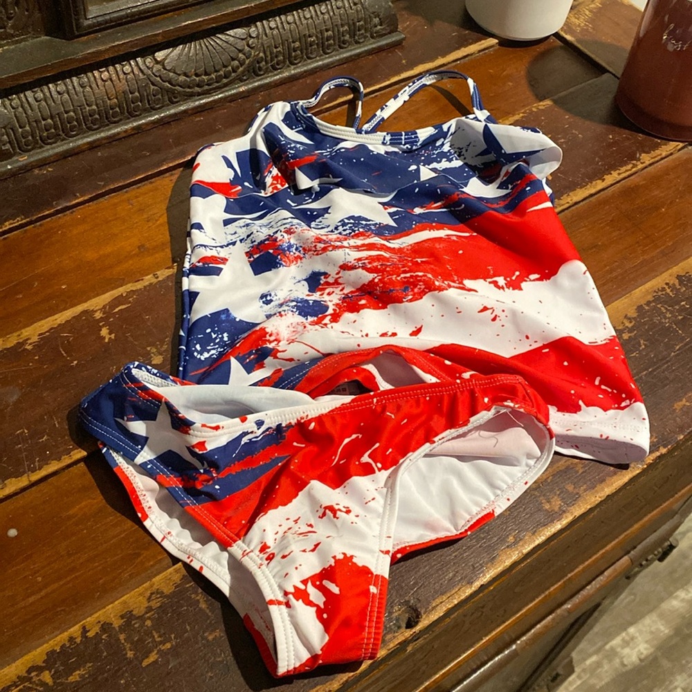 Red, white and blue girls swimsuit